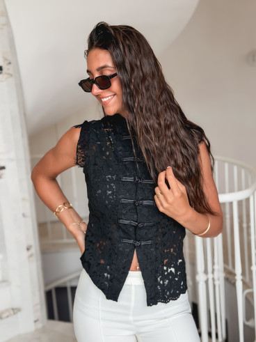 Blouse en dentelle Taylee - Noir
