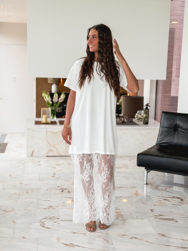 Robe t-shirt longue Gala - Blanc