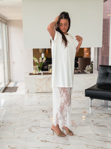 Robe t-shirt longue Gala - Blanc