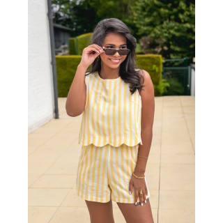 Combinaison short lignée Gaëlle - Jaune/Ecru