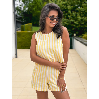 Combinaison short lignée Gaëlle - Jaune/Ecru