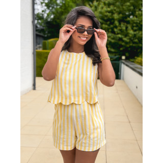 Combinaison short lignée Gaëlle - Jaune/Ecru