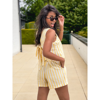 Combinaison short lignée Gaëlle - Jaune/Ecru