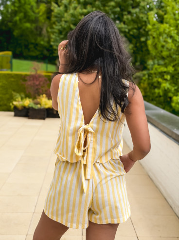 Combinaison short lignée Gaëlle - Jaune/Ecru