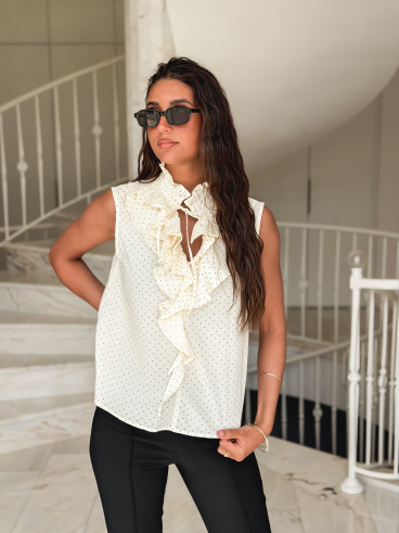 Blouse à pois Emanuella - Ecru