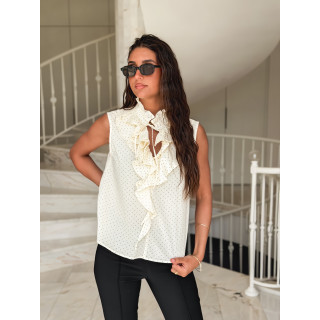 Blouse à pois Emanuella - Ecru