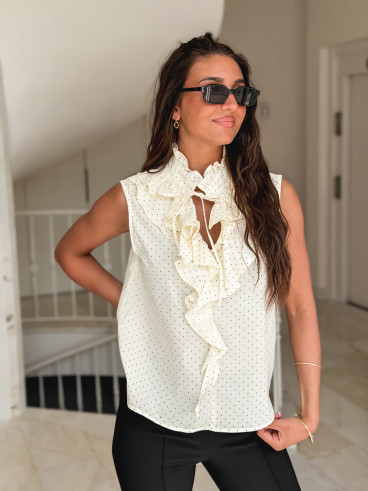 Blouse à pois Emanuella - Ecru