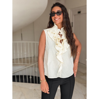 Blouse à pois Emanuella - Ecru
