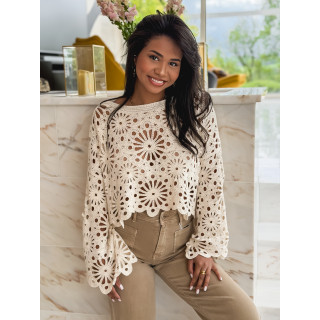 Blouse en crochet Mélissane - Beige