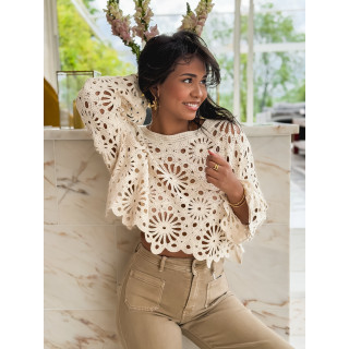 Blouse en crochet Mélissane - Beige