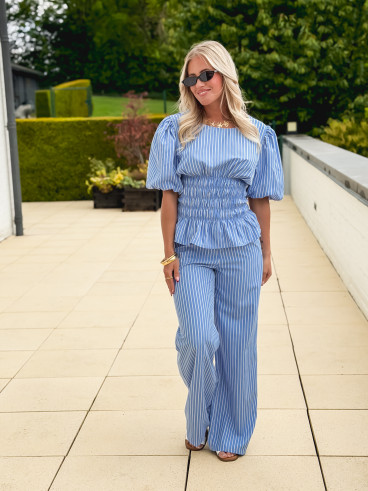 Blouse lignée Roselyne - Bleu clair Blouse lignée Roselyne - Bleu clair