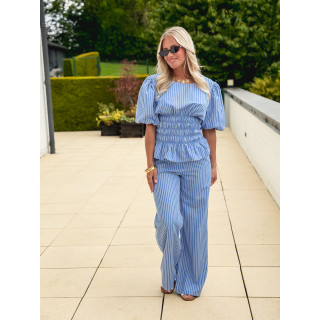 Blouse lignée Roselyne - Bleu clair