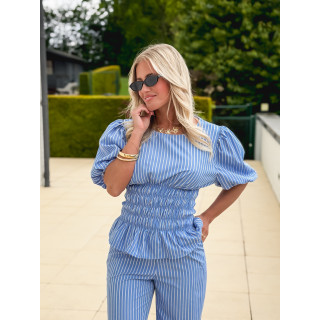 Blouse lignée Roselyne - Bleu clair