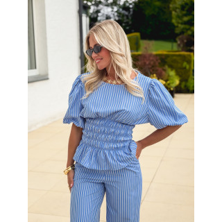 Blouse lignée Roselyne - Bleu clair