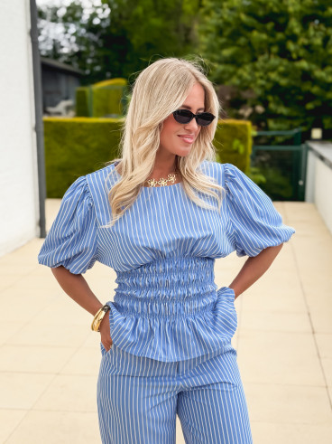 Blouse lignée Roselyne - Bleu clair Blouse lignée Roselyne - Bleu clair