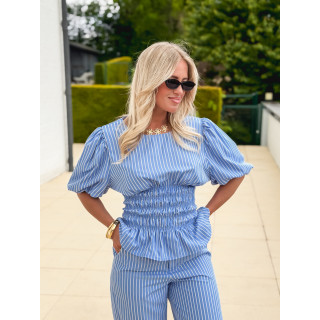 Blouse lignée Roselyne - Bleu clair