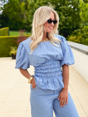 Blouse lignée Roselyne - Bleu clair Blouse lignée Roselyne - Bleu clair