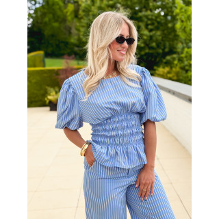Blouse lignée Roselyne - Bleu clair