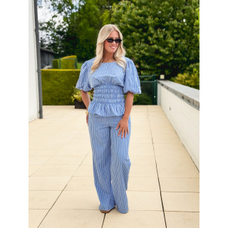 Pantalon ligné Roselyne - Bleu clair