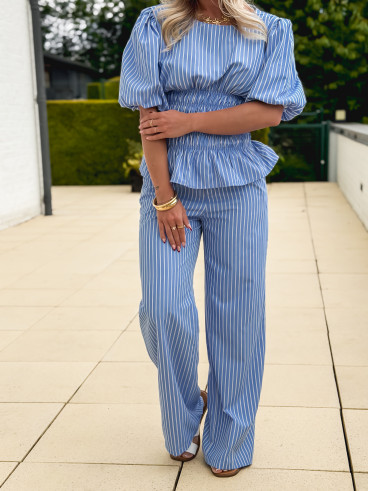Pantalon ligné Roselyne - Bleu clair