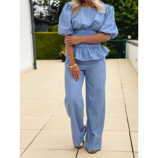 Pantalon ligné Roselyne - Bleu clair