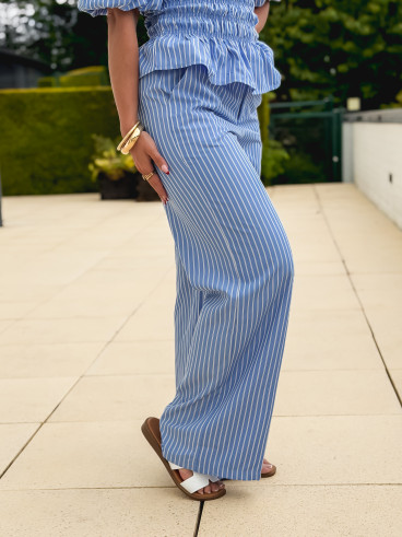 Pantalon ligné Roselyne - Bleu clair