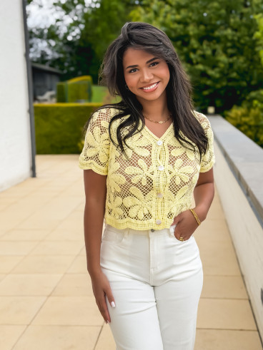 Blouse en crochet Jolia - Jaune