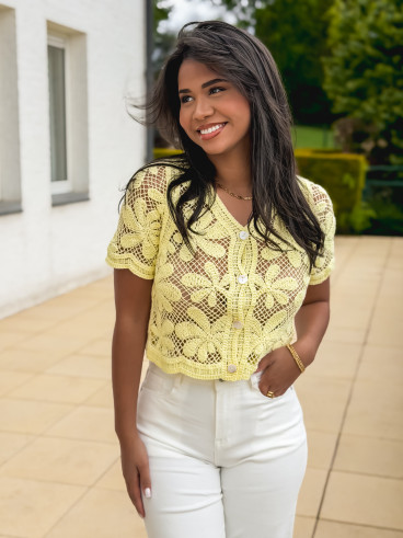Blouse en crochet Jolia - Jaune