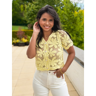 Blouse en crochet Jolia - Jaune