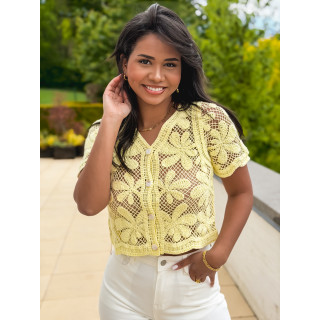 Blouse en crochet Jolia - Jaune