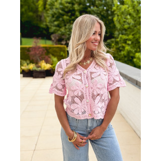 Blouse en crochet Jolia - Rose
