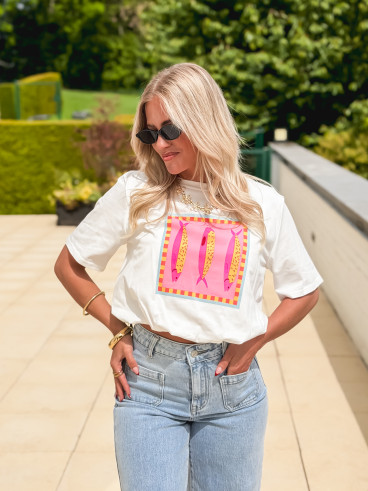Crop t-shirt court Nori - Blanc