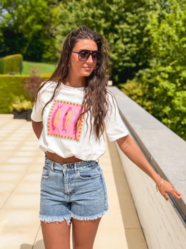 Crop t-shirt court Nori - Blanc
