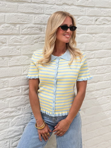 Blouse lignée Ivy - Bleu/Jaune Blouse lignée Ivy - Bleu/Jaune