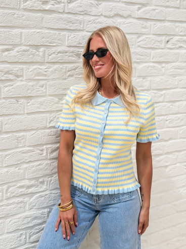 Blouse lignée Ivy - Bleu/Jaune