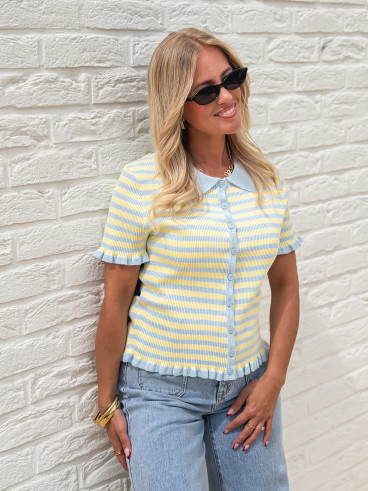 Blouse lignée Ivy - Bleu/Jaune Blouse lignée Ivy - Bleu/Jaune