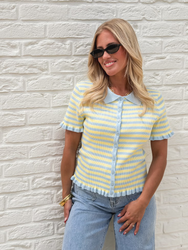 Blouse lignée Ivy - Bleu/Jaune Blouse lignée Ivy - Bleu/Jaune