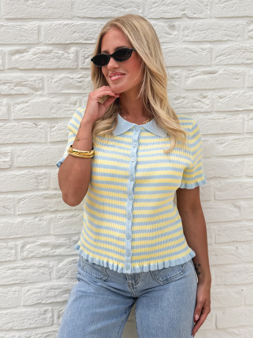 Blouse lignée Ivy - Bleu/Jaune Blouse lignée Ivy - Bleu/Jaune
