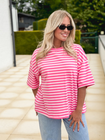 T-shirt ligné Kayla - Rose