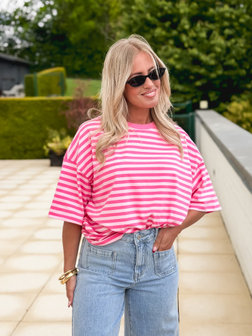 T-shirt ligné Kayla - Rose