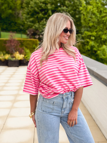 T-shirt ligné Kayla - Rose