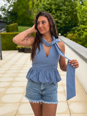 Blouse à carreaux kassy - Bleu