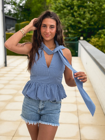 Blouse à carreaux kassy - Bleu