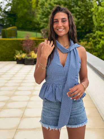 Blouse à carreaux kassy - Bleu