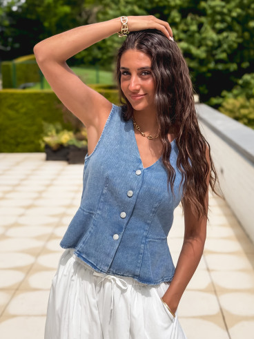 Blouse en jeans Amalie - Bleu