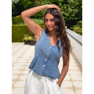 Blouse en jeans Amalie - Bleu