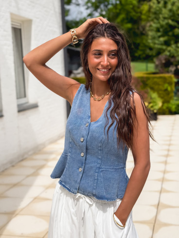 Blouse en jeans Amalie - Bleu