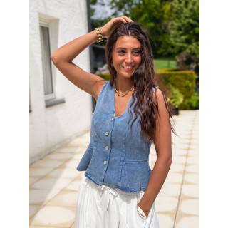 Blouse en jeans Amalie - Bleu