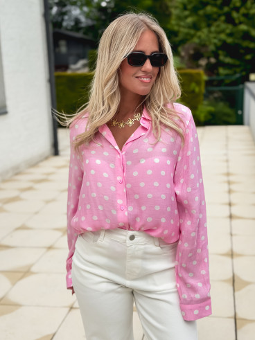 Chemise à pois Kristine - Rose