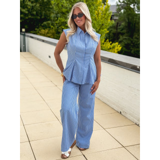 Pantalon ligné Roselyne - Bleu clair